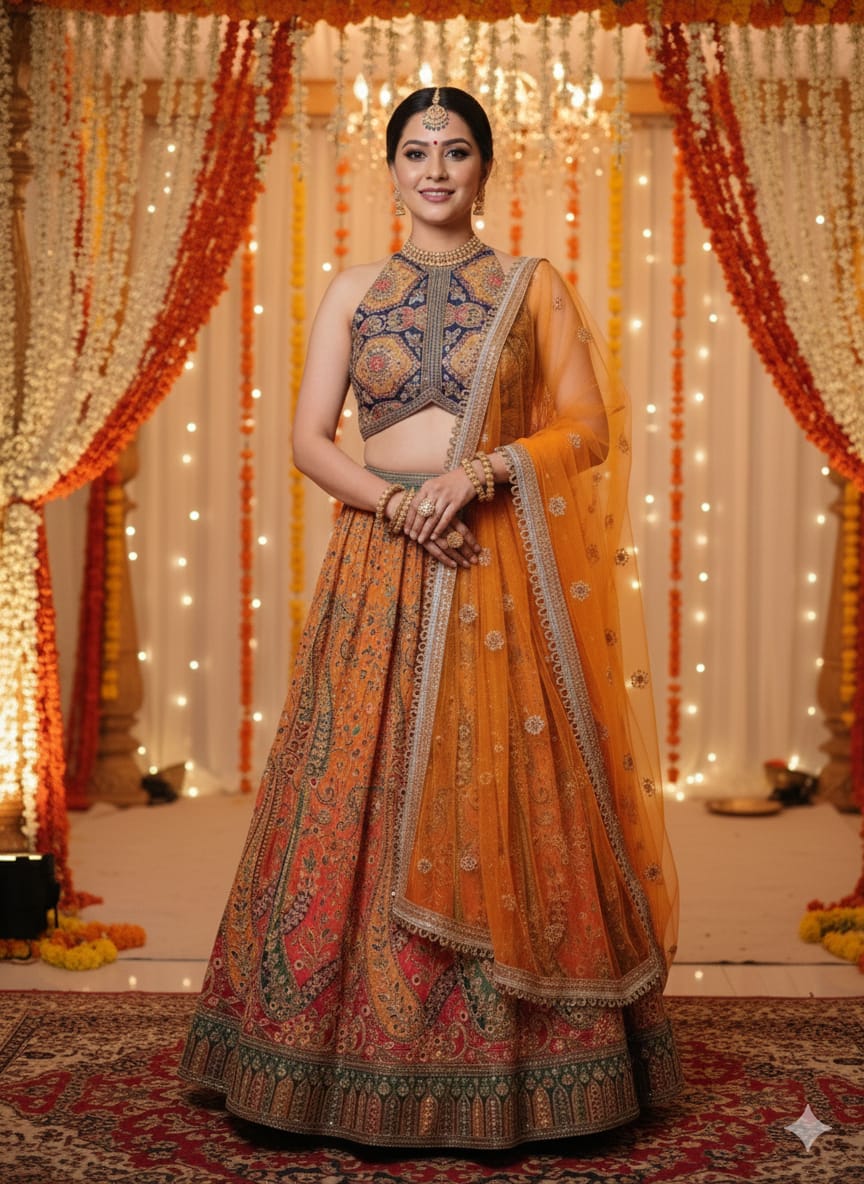 HALDI,MEHENDI,EVENING LEHENGA CHOLI