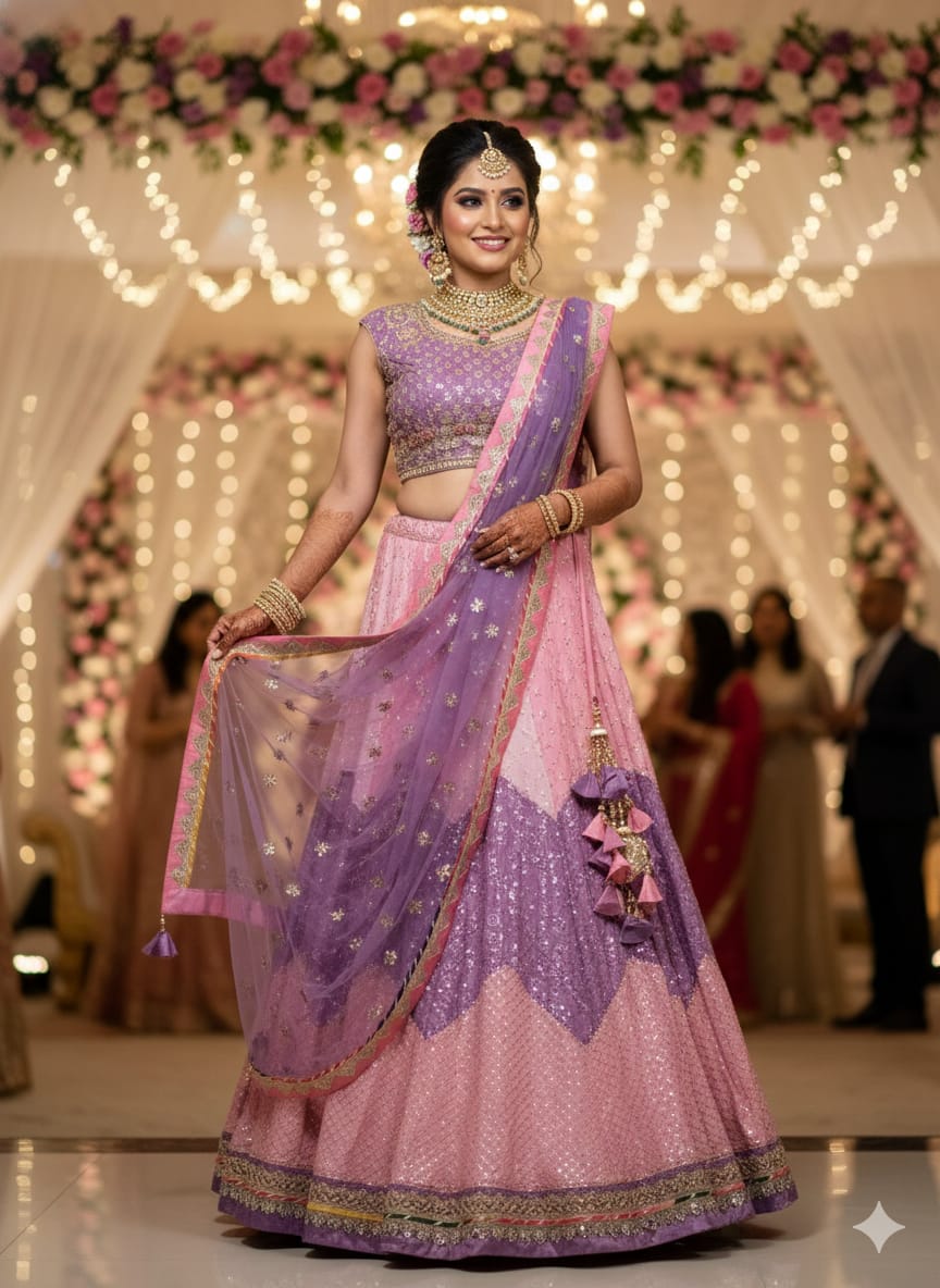 EVENING OCCASSION,HALDI,MEHENDI FUNCTIONAL WEAR LEHENGA CHOLI