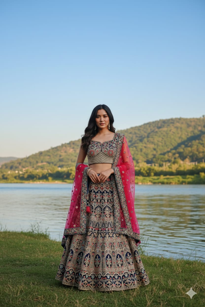 WEDDING,RECEPTION,FESTIVE,FUNCTIONAL PARTY WEAR LEHENGA CHOLI