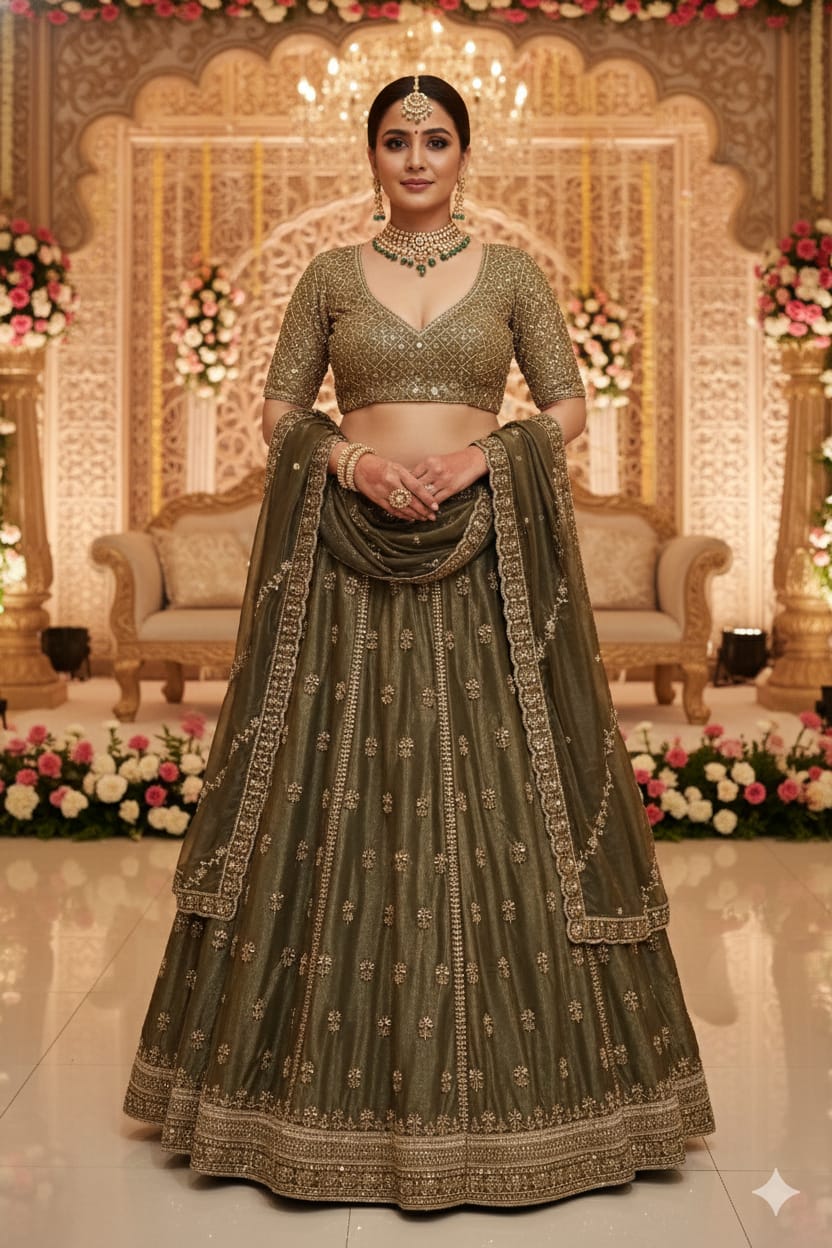WEDDING,RECEPTION FUNCTIONAL UNSTITCHED LEHENGA CHOLI