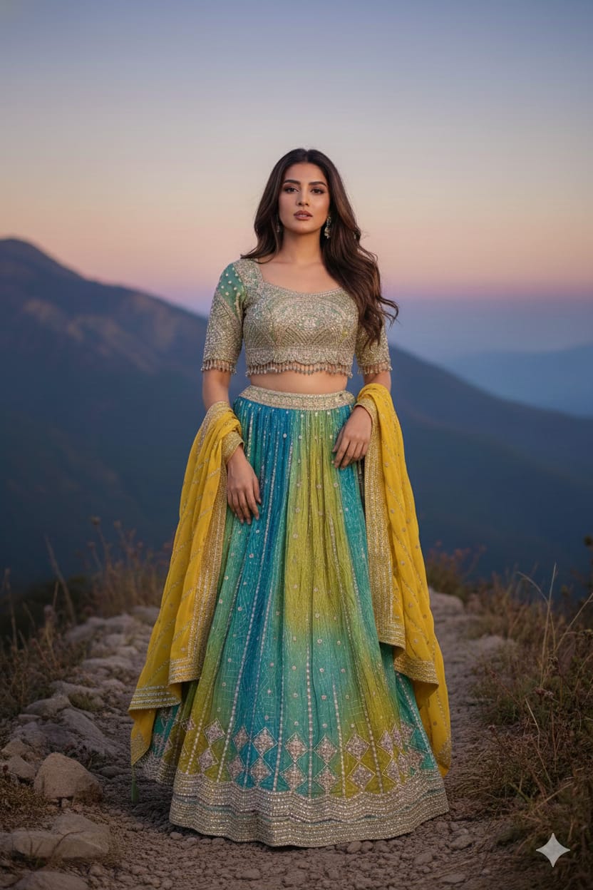 HALDI,MEHENDI,FESTIVE OCCASSION PARTY WEAR LEHENGA