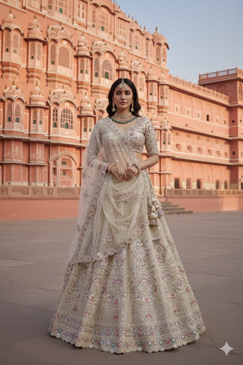 WEDDING,RECEPTION FUNCTIONAL PARTY WEAR UNSTITICHED LEHENGA