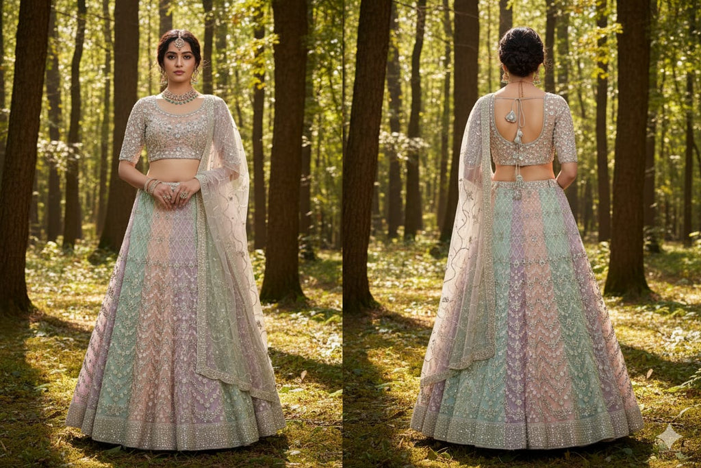 RECEPTION FESTIVE OCCASSION UNSTITICHED LEHENGA CHOLI