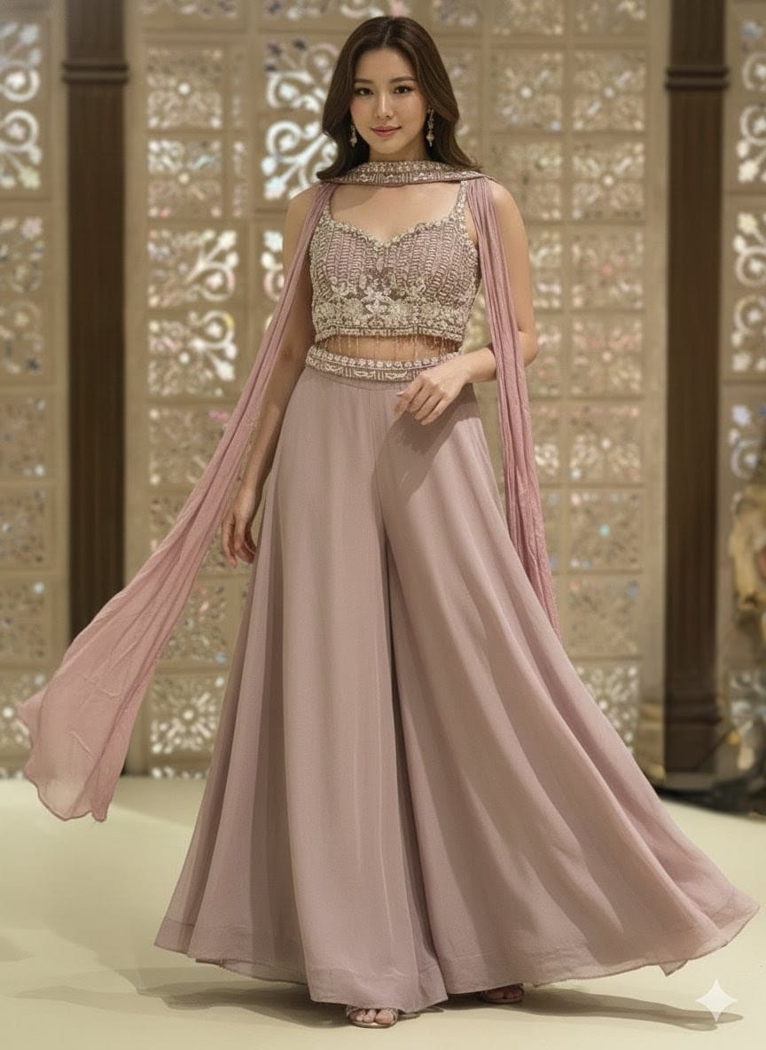 FLARE PALAZZO SET CROP-TOP INDO-WESTERN OUTFIT