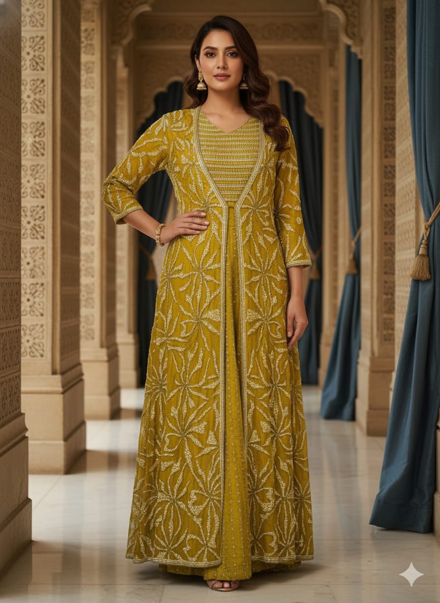 INDO-WESTERN HALDI,MEHENDI FUNCTIONAL WEAR OUTFIT