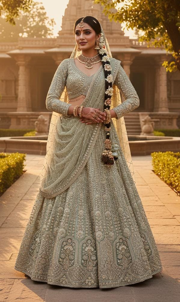 WEDDING,RECEPTION,FUNCTIONAL PARTY WEAR BRIDAL LEHENGA