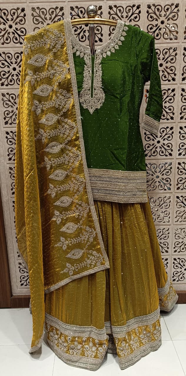LONG TOP WITH SKIRT LEHENGA PARTY WEAR