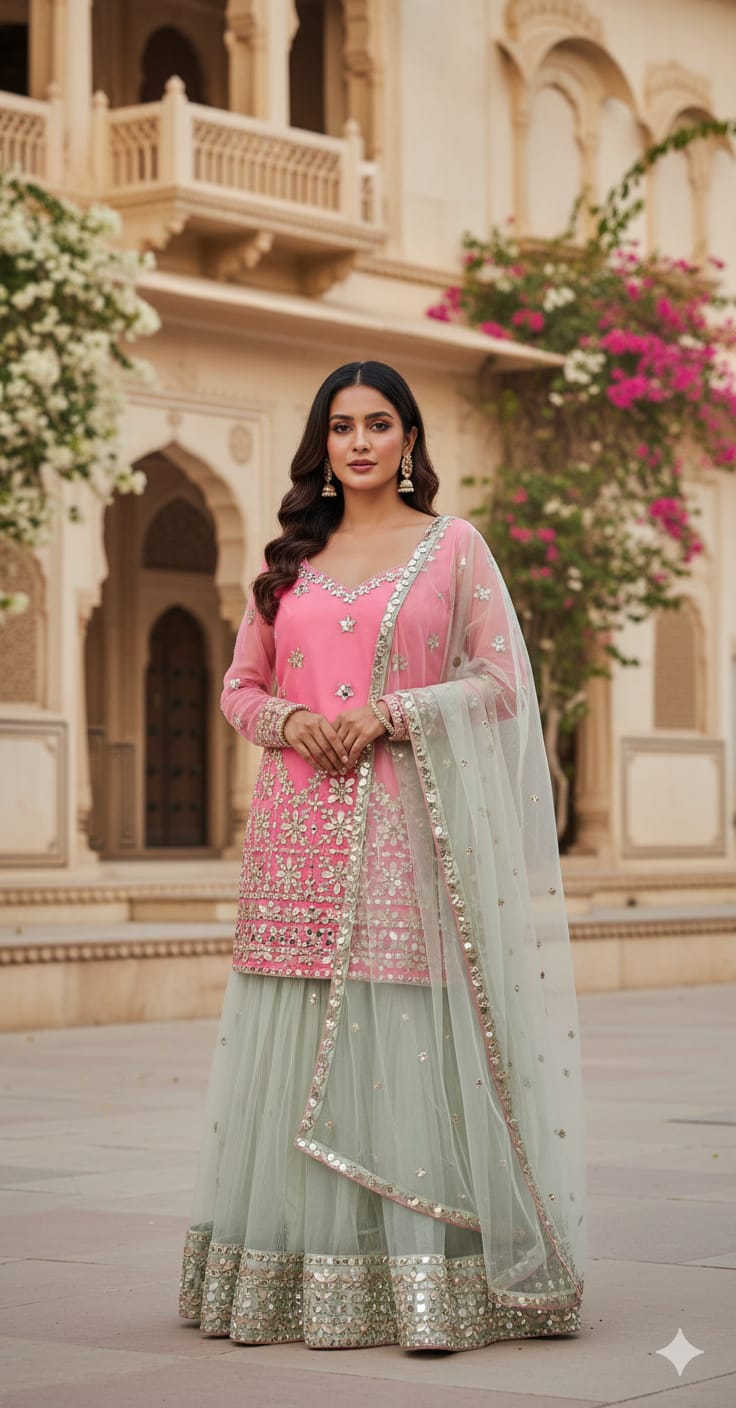 FESTIVE OCCASSION FUNCTIONAL WEAR GHARARA SET