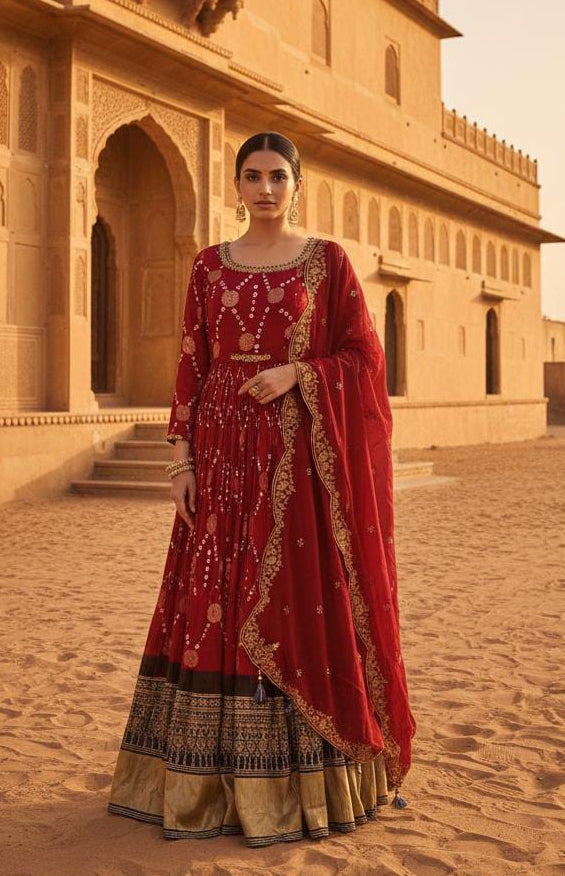 FLOOR LENGTH FESTIVE OCCASSION PARTY WEAR OUTFIT