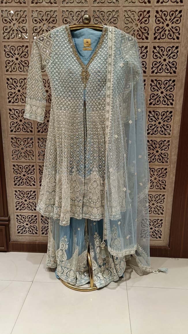 FRONT SLIT CUT PALAZZO SET PARTY WEAR OUTFIT