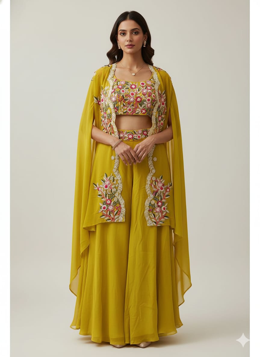 INDO-WESTERN HALDI,MEHENDI FESTIVE OCCASSION OUTFIT