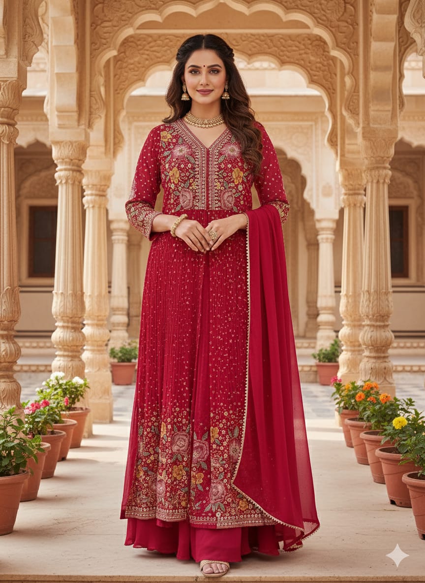 PARTY WEAR FRONT SLIT CUT STYLE OUTFIT