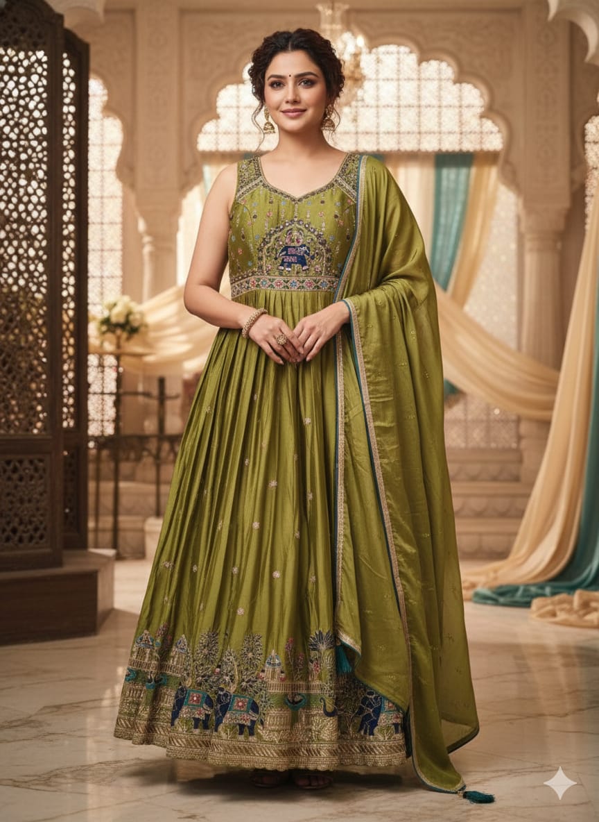 FUNCTIONAL FESTIVE OCCASSION PARTY WEAR GOWN