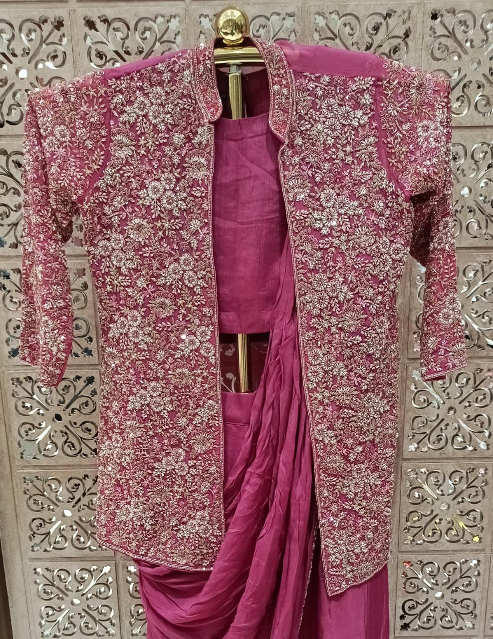 DRAPE WITH JACKET STYLE PARTY WEAR GOWN
