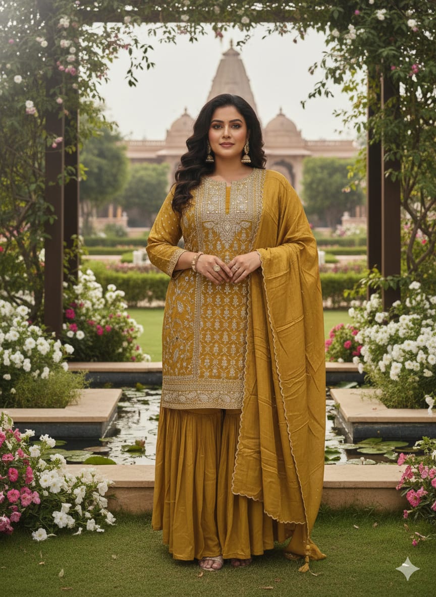 HALDI,MEHENDI FUNCTIONAL PARTY WEAR OUTFIT