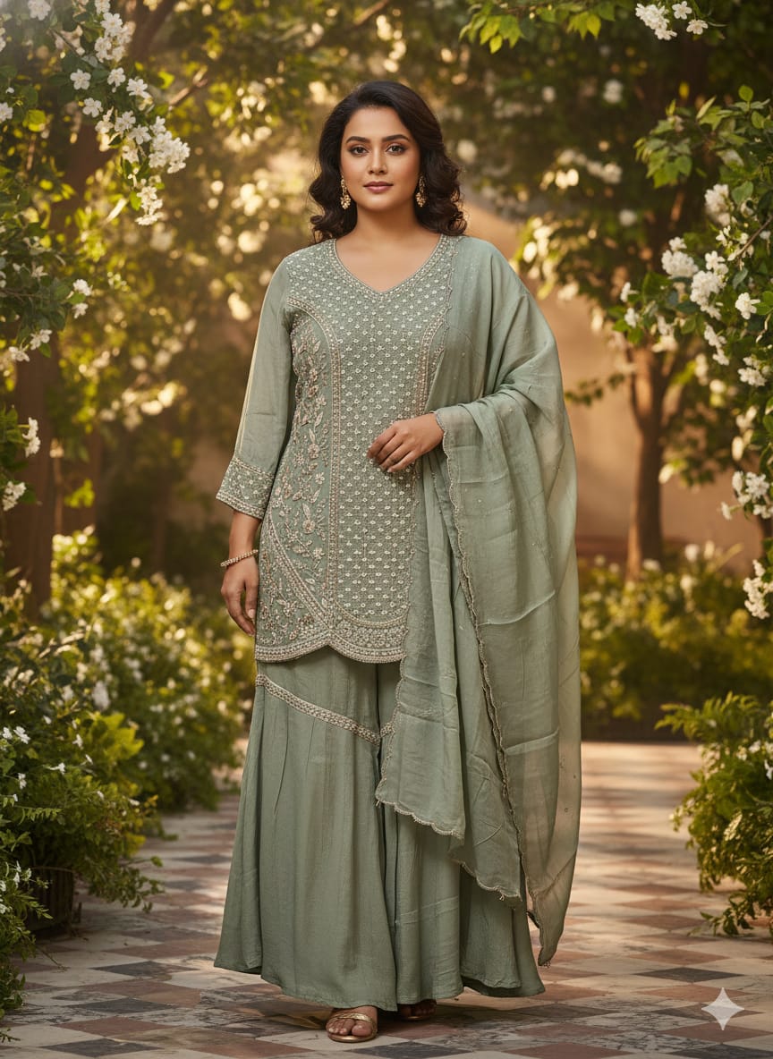 MEHENDI,SANGEET PARTY WEAR GHARARA SET