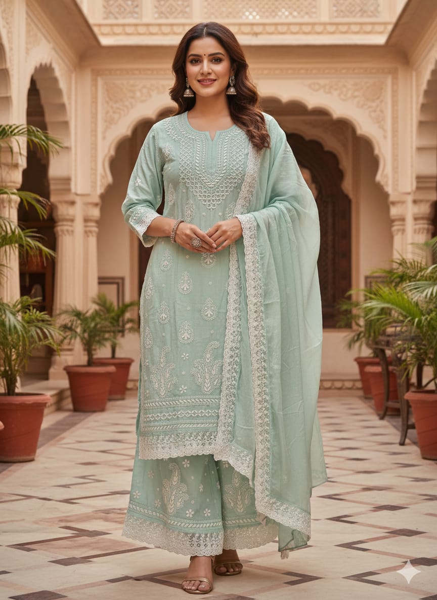 DAILY WEAR CASUAL LAKHNAVI KURTA SET