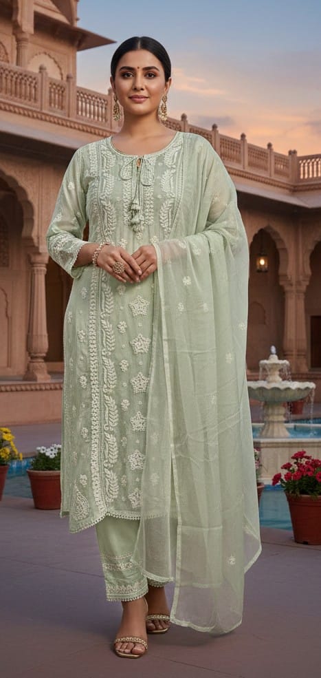 CASUAL DAILY WEAR LAKHNAVI KURTA SET