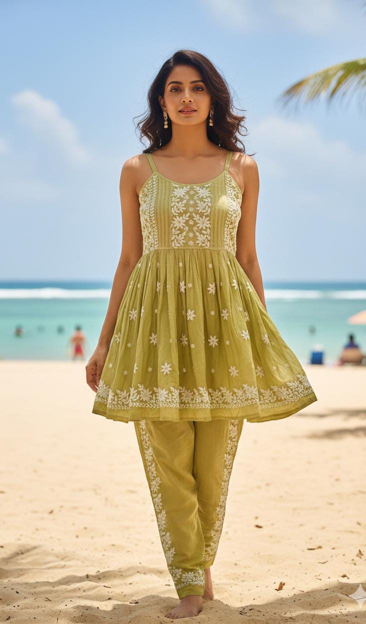 SPHAGETI STYLE LAKHNAVI KURTA SET
