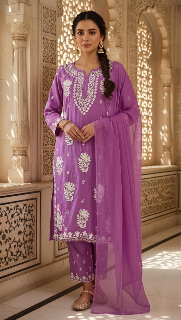 CASUAL DAILY WEAR LAKHNAVI KURTA SET