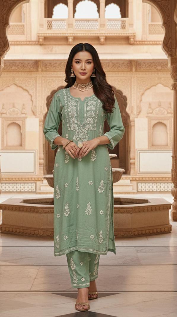 DAILY WEAR LAKHNAVI KURTA SET