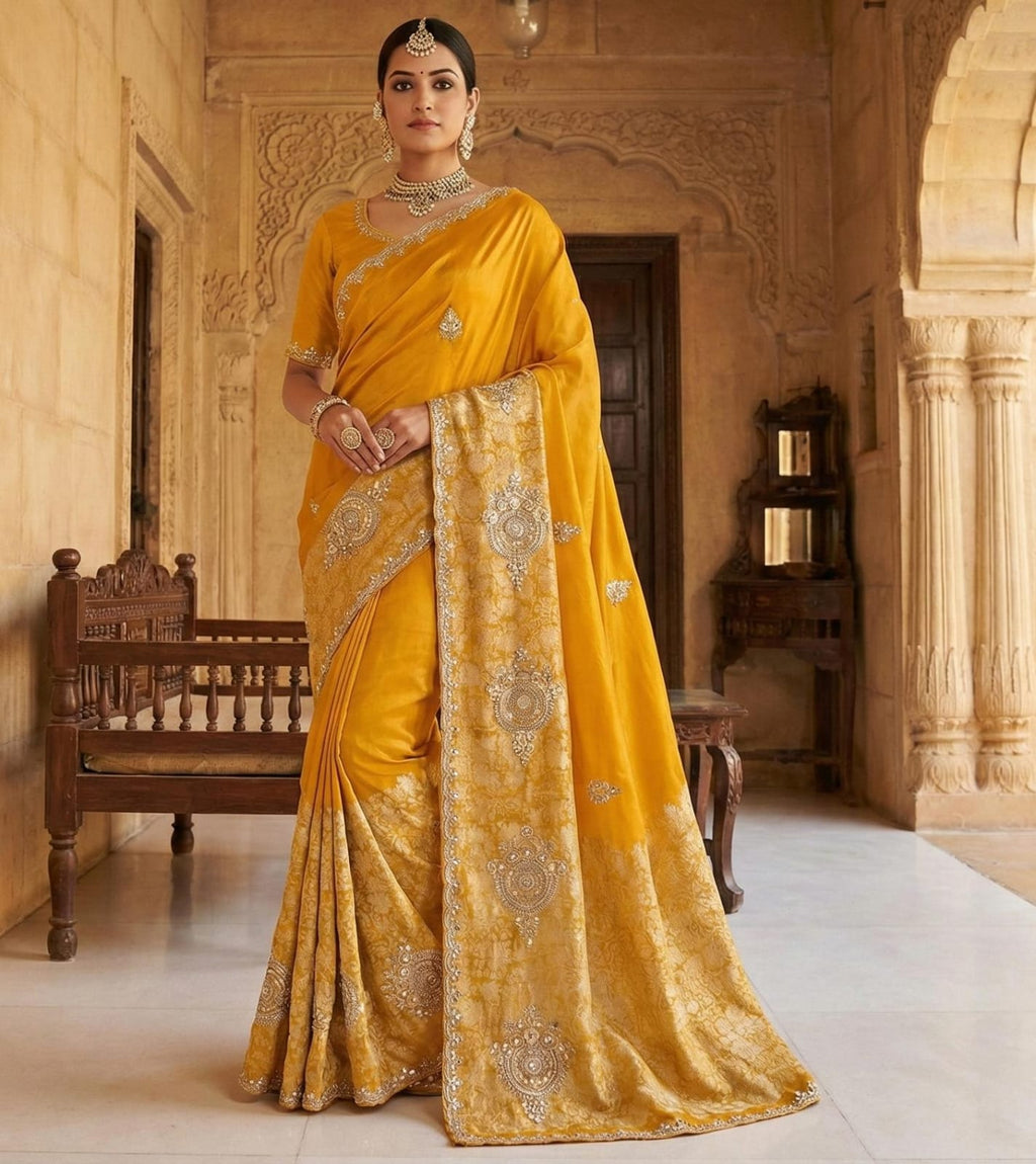 HALDI,MEHENDI FUNCTIONAL PARTY WEAR SAREE