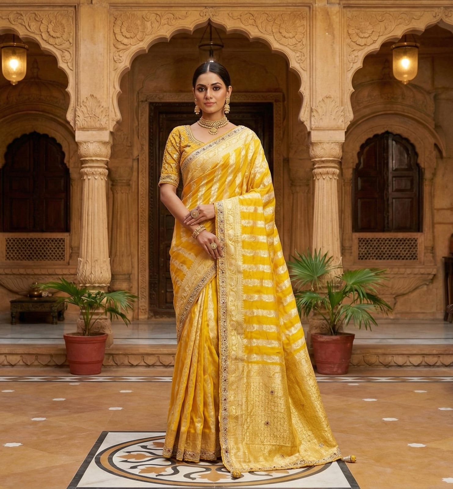 HALDI,MEHENDI FUNCTIONAL PARTY WEAR SAREE