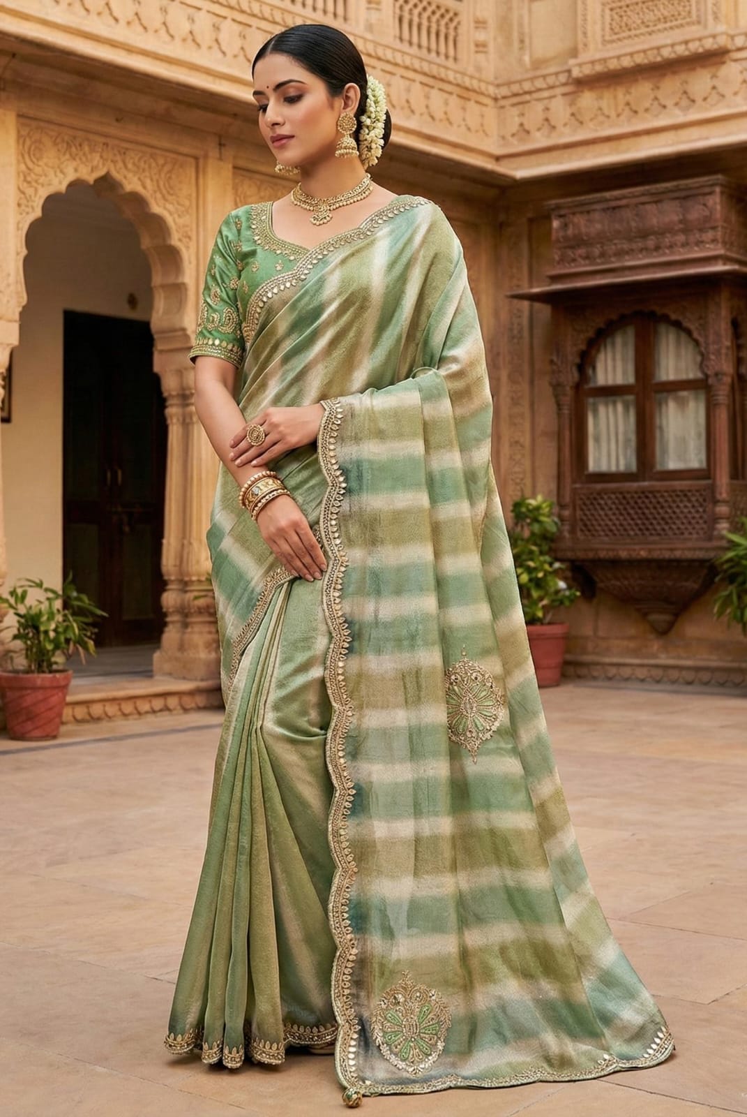 MEHENDI,FESTIVE FUNCTIONAL PARTY WEAR SAREE