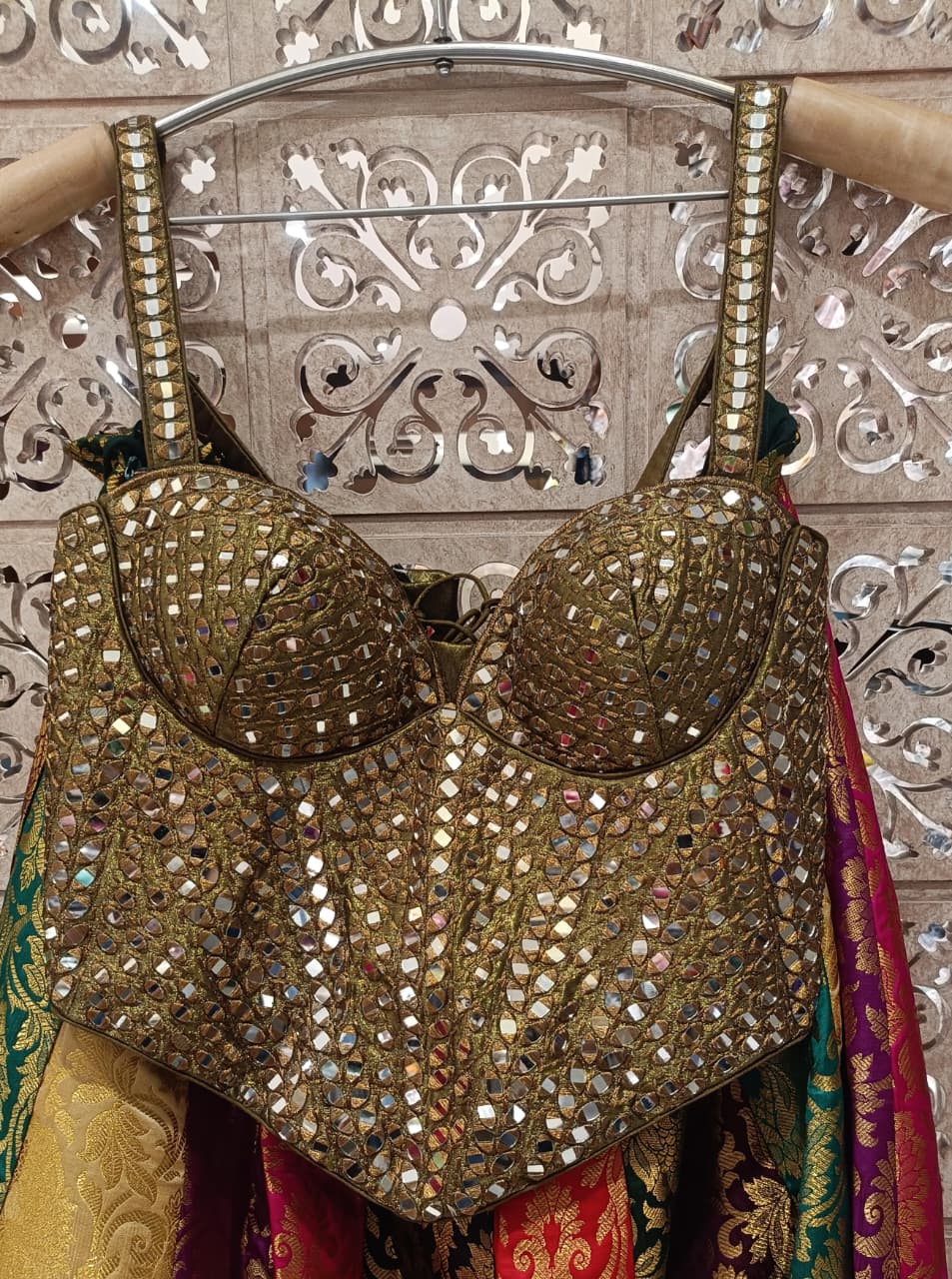 MIRROR WORK CORSET DESIGNER LEHENGA