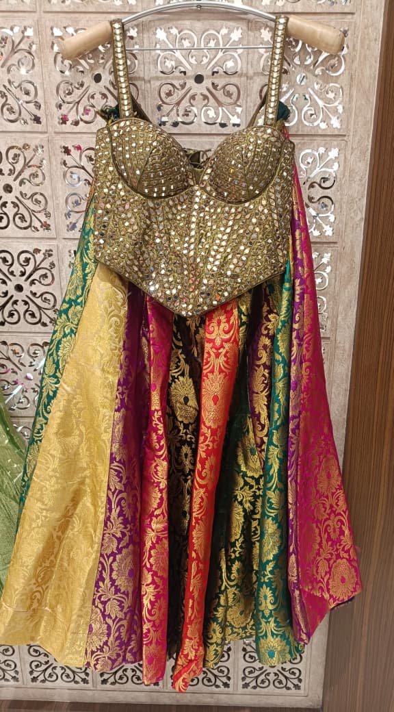 MIRROR WORK CORSET DESIGNER LEHENGA
