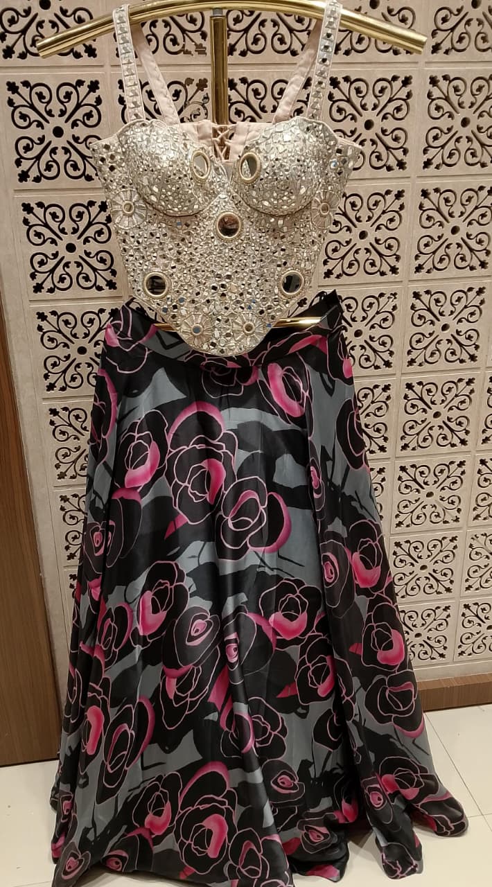 FUNCTIONAL PARTY WEAR CORSET DESIGNER LEHENGA