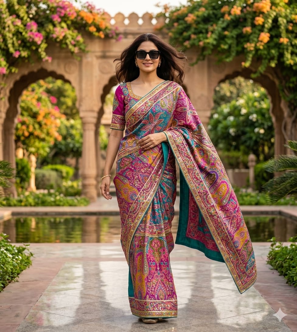 ENGAGEMENT,WEDDING RECEPTION FEUNCTIONAL PARTY WEAR SAREE