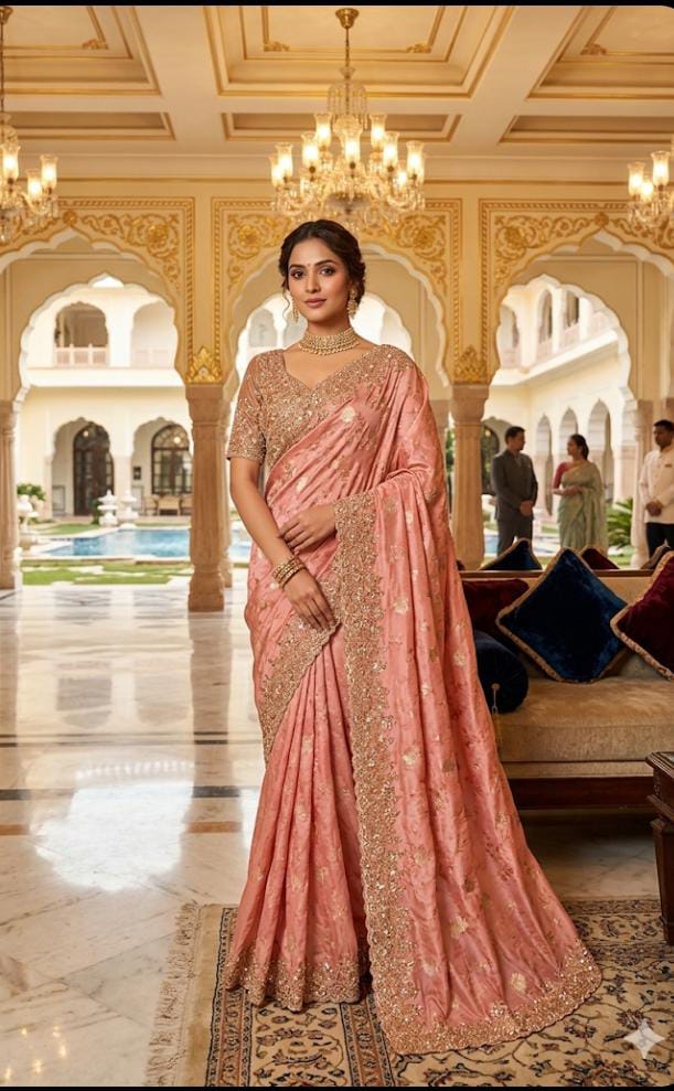 WEDDING RECEPTION FESTIVE FUNCTIONAL PARTY WEAR SAREE
