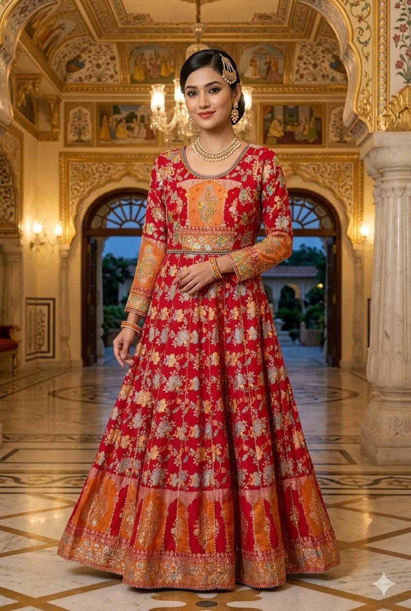 FESTIVE FUNCTIONAL PARTY WEAR ANARKALI SUIT.