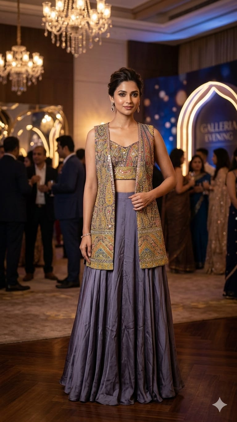 INDO-WESTERN JACKET STYLE PARTY WEAR OUTFIT