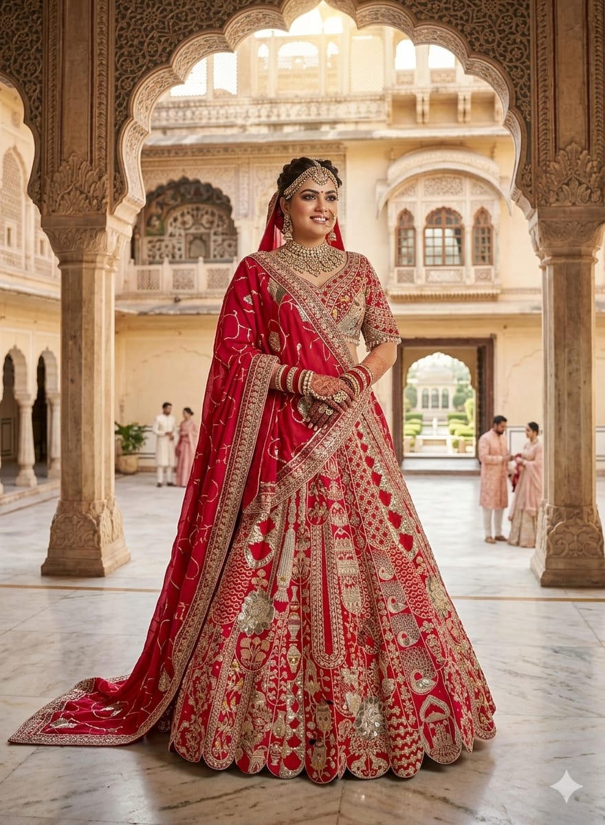 WEDDING,RECEPTION FUNCTIONAL BRIDAL LEHENGA CHOLI