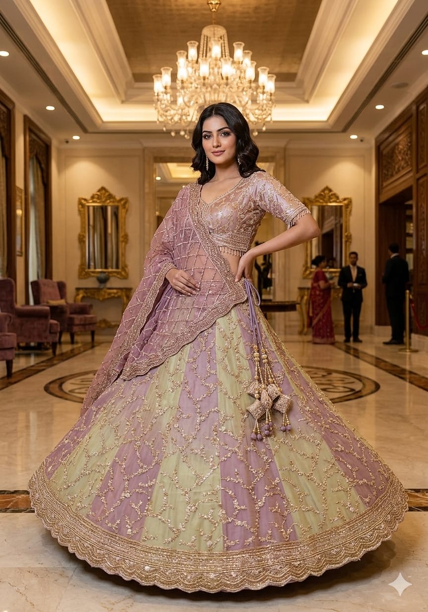 WEDDING,ENGAGEMENT,RECEPTION FUNCTIONAL BRIDAL LEHENGA CHOLI