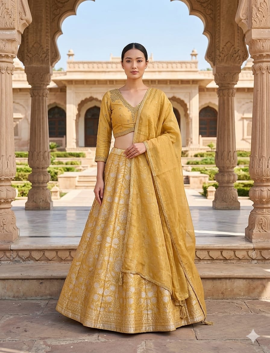Haldi Mehndi Sangeet & Party Wear Banarasi Lehenga Choli