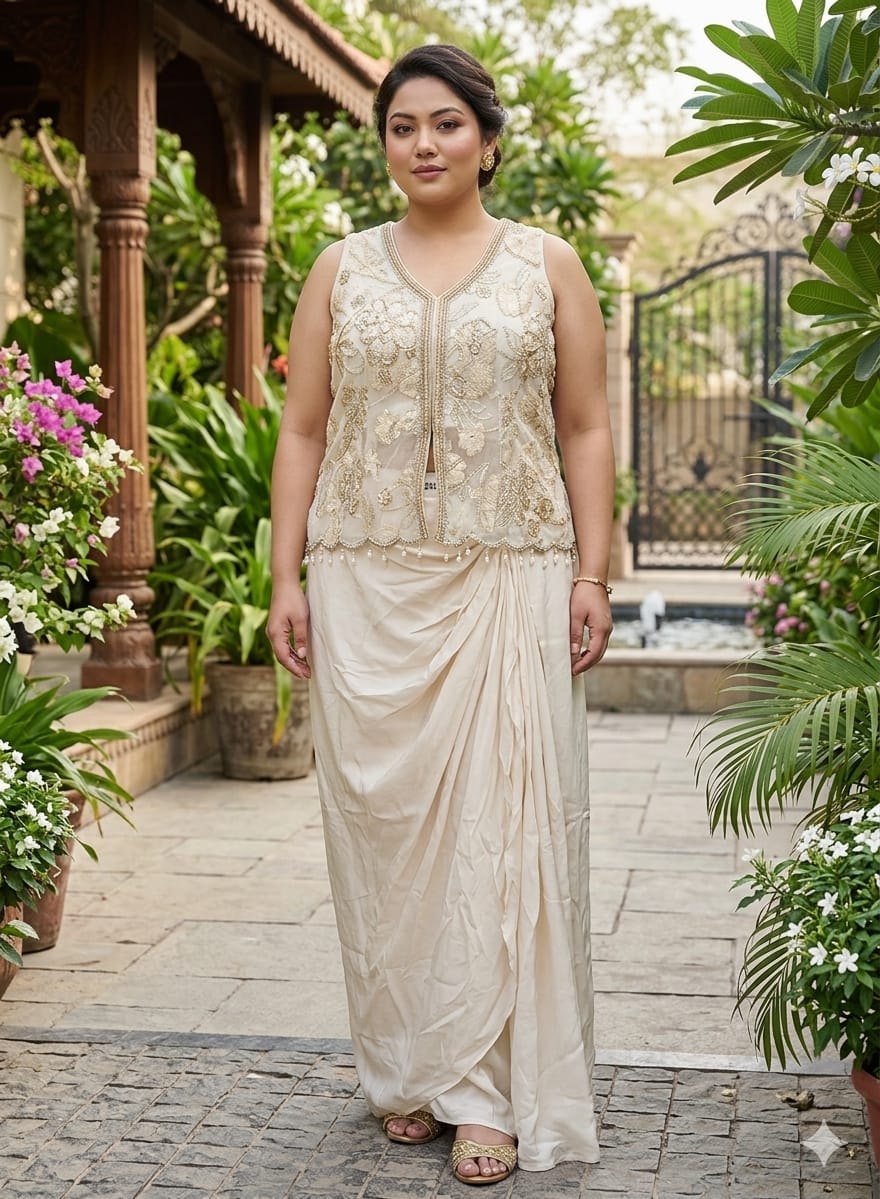 Indo-western, Mid length, Party wear, Tulip Skirt