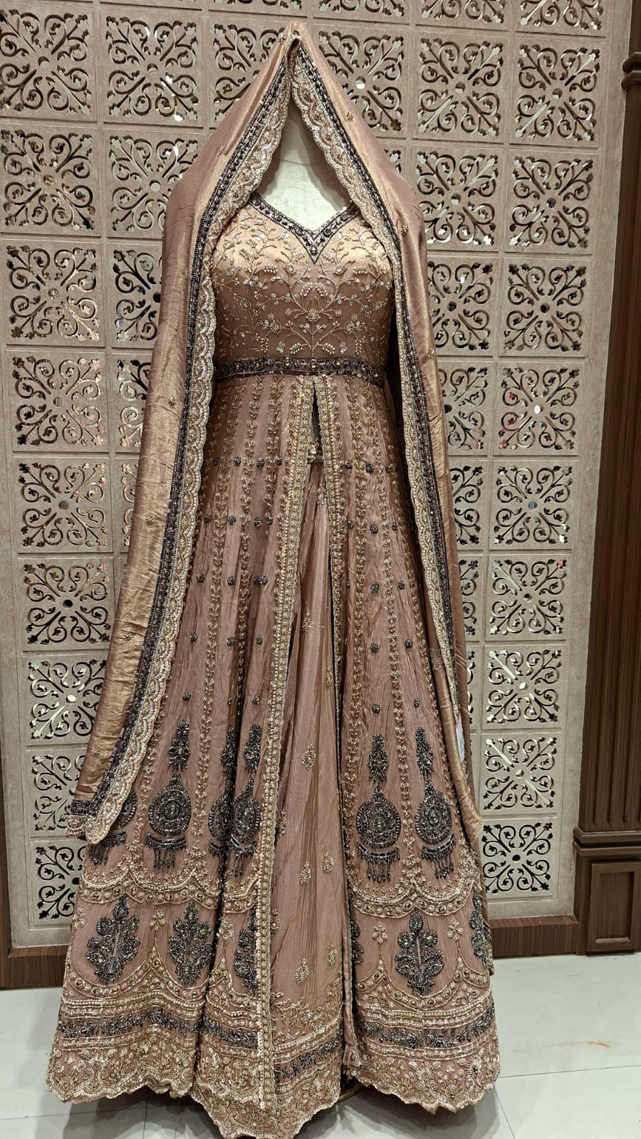 RECEPTION AND WEDDING FRONT OPEN JACKET LEHENGA CHOLI