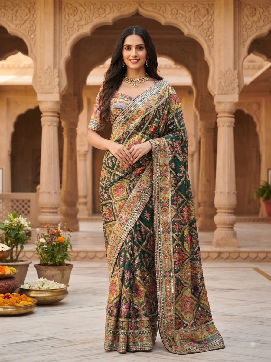 PATOLA SAREE WITH READY BLOUSE