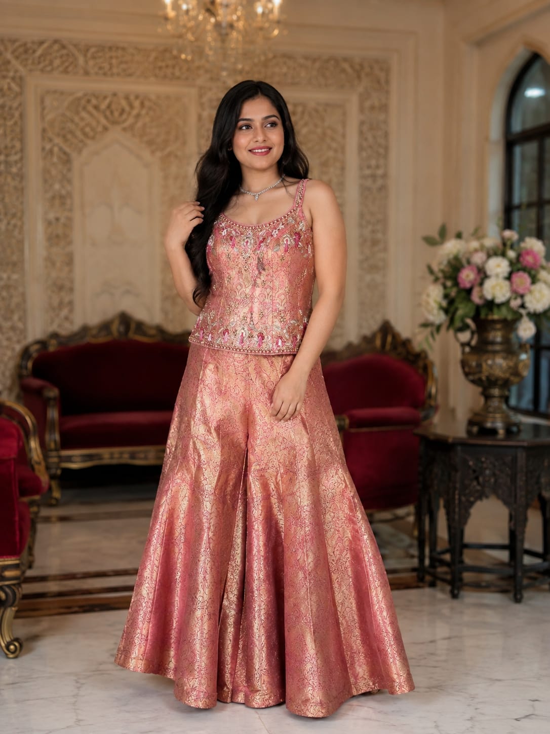 Wedding celebrations, sangeet ceremonies, festive occasions, receptions, engagement parties, and elegant evening events