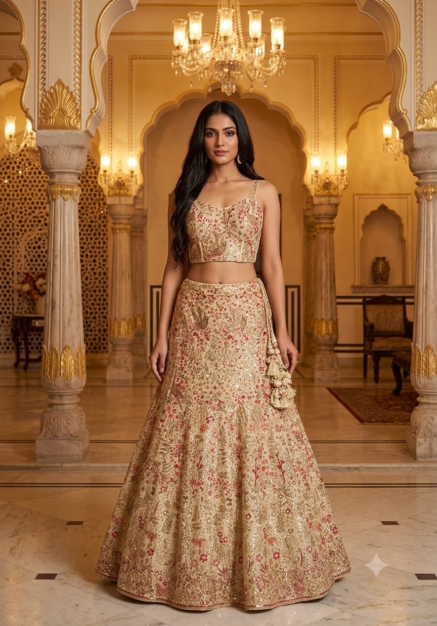 Weddings, receptions, sangeet ceremonies, festive celebrations, and evening occasions