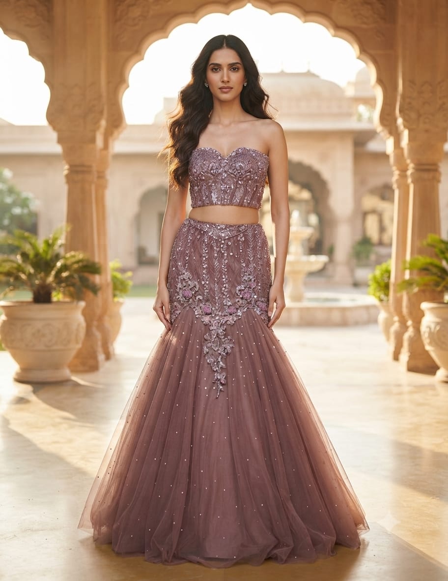 Fish-cut, Receptions, sangeet ceremonies, cocktail parties, weddings, and glamorous evening celebrations.