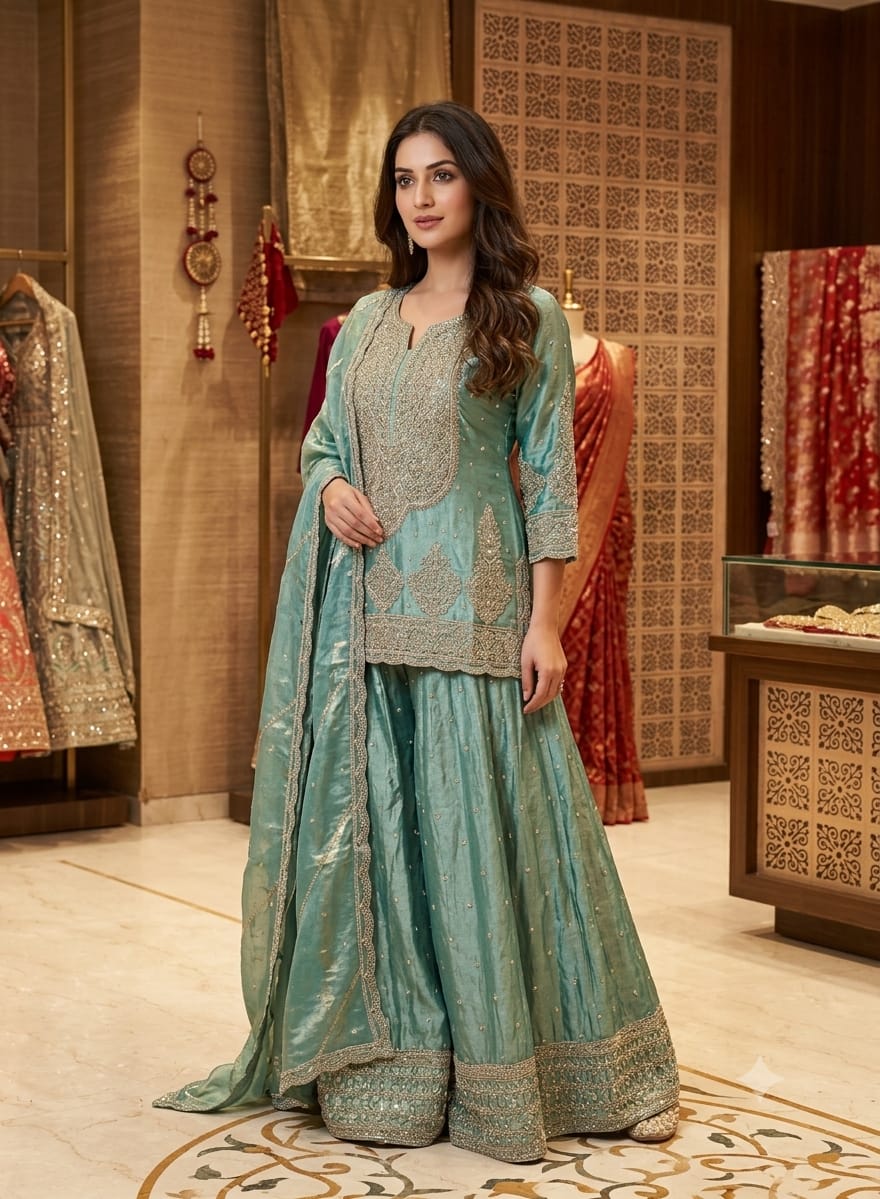 Kurti lehenga, weddings, festive celebrations, mehendi, sangeet, and traditional occasions.