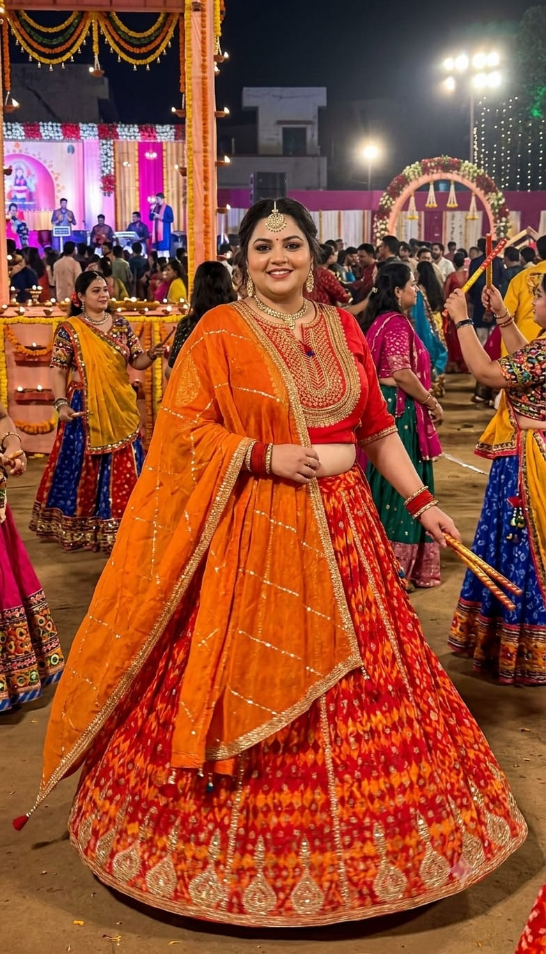 Rajastani look, festive celebrations, Navratri, Mehndi, or destination wedding functions.