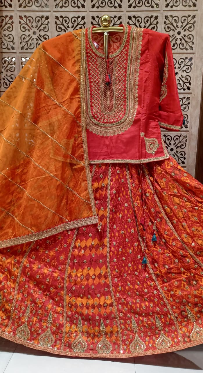 Rajastani look, festive celebrations, Navratri, Mehndi, or destination wedding functions.