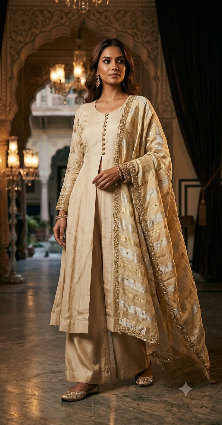 festive look ideal for Eid, Diwali, wedding guest styling, and formal celebrations.