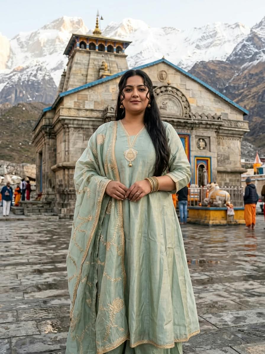 Serene Mint Green Simmer Silk Anarkali Suit Set
