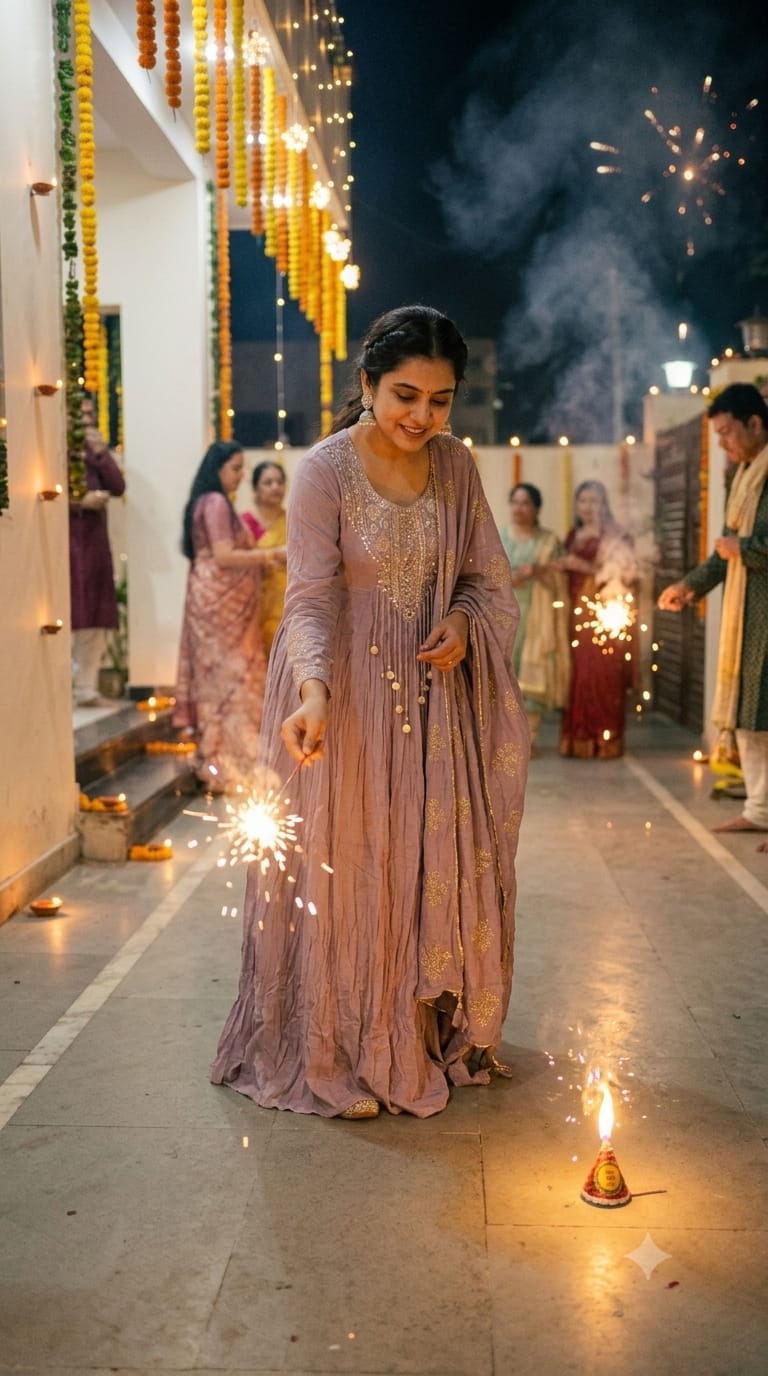 Mauve Lavender Flared Anarkali Suit Set.